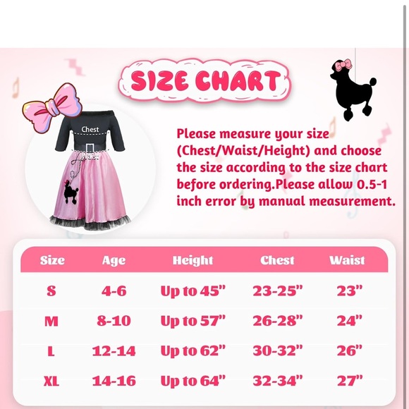 Girls 50s Dress with Poodle Halloween Costume 
Size Medium (8-10) - Picture 7 of 8